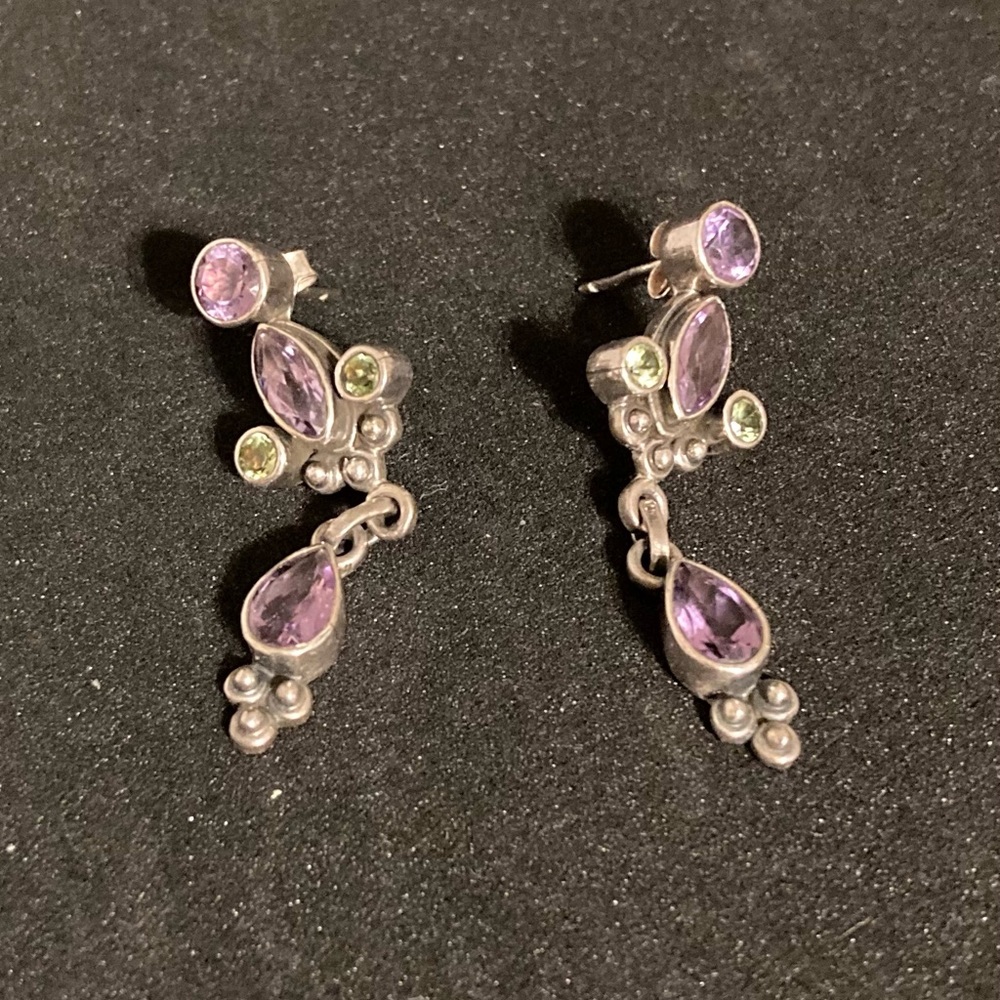 6.7 gram Silver Amethyst & Peridot Earrings